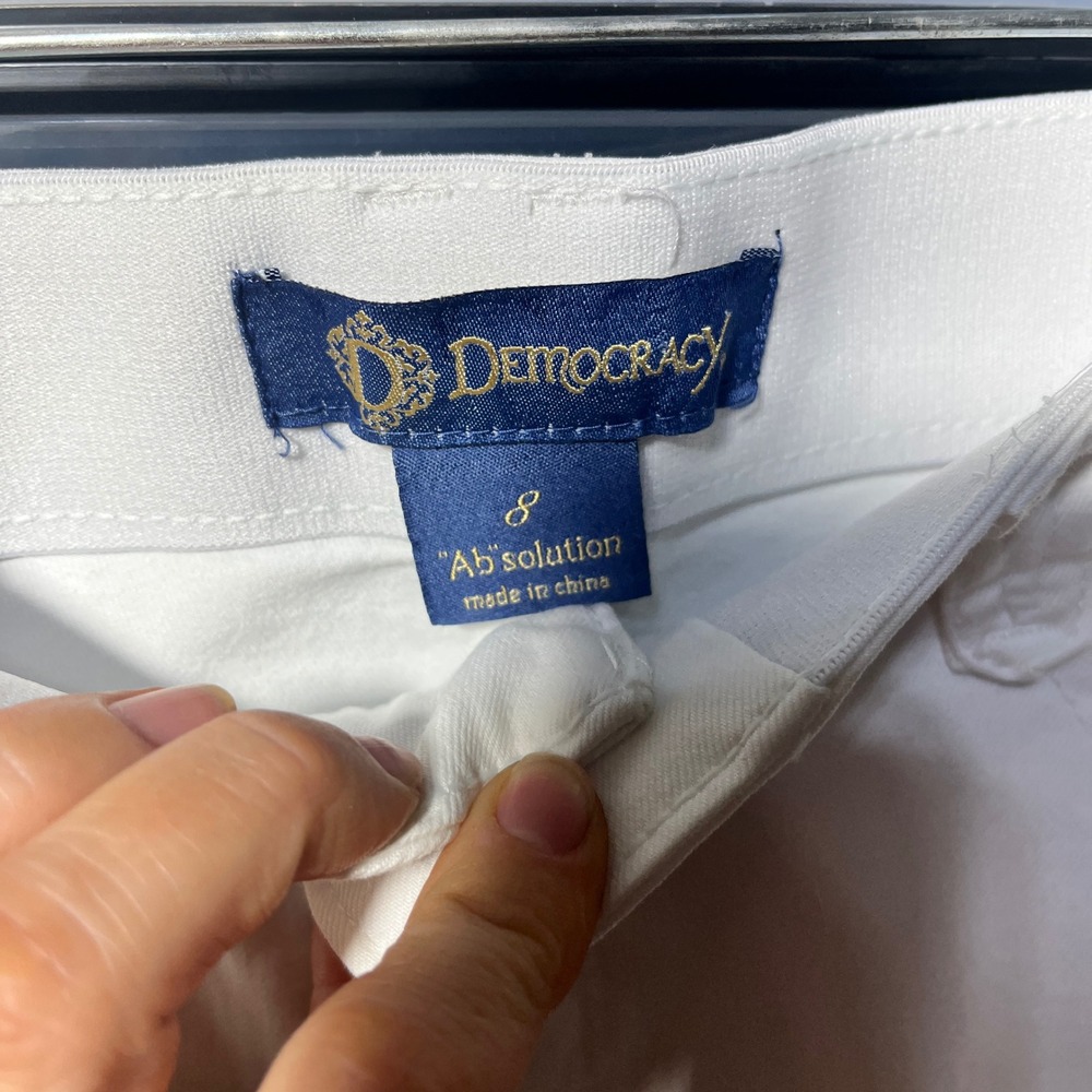 Democracy White Denim Ankle Capri Jeans Ab Solution Stretch Size 8 - Picture 5 of 5